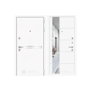 Входная дверь Лайн WHITE с Зеркалом 19 - Белый софт